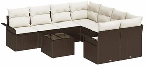 vidaXL Kerti Kanapé Szett 9 pcs Barna Poli rattan