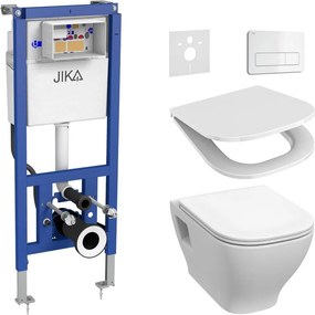Függesztett WC + WC-ülőke DEEP + DUAL nyomólap + beépíthető öblítőmodul + alátét