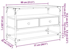 sonoma tölgy szerelt fa TV-szekrény üveglappal 80 x 35 x 51 cm