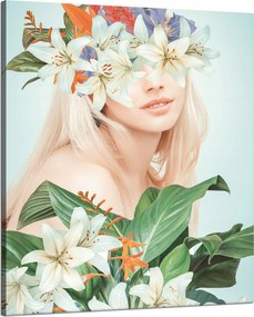 Vászonkép Mosolygó Lány Virágok Tavasz 80x100 cm