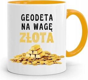 Sárga Bögre Földmérőknek Arany Ajándék fényképes nyomtatással