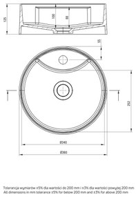 Deante CQS_5U4B SILIA 36 cm gránit mosdó, asztalra, bézs, nyílással