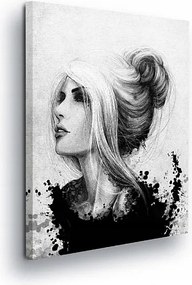Vászonkép 40x60 Női portré profil vázlat fekete-fehér érzelmek művészet