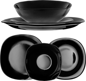 Étkezőgarnitúra Tányér Szett 3 db-os Tányér Szett Étkészlet Fekete