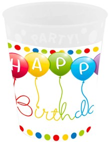Happy Birthday Streamers micro prémium műanyag pohár 250 ml