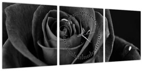 Kép - Bíborvörös rózsa (órával) (90x30 cm)