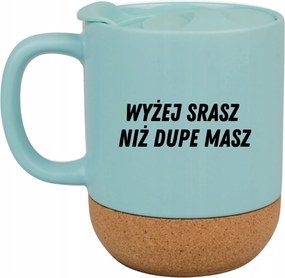 Kék Bögre Fedéllel És Parafa Aljjal Ajándék