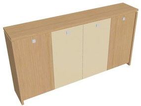 Verno közepes gardrób 248 x 46 x 130 cm, kombinált ajtó, világos tölgy / vanília