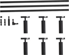 Modern sínrendszer 6 spotlámpával fekete 1 fázisú - Slimline Uzzy