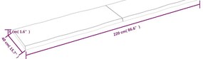 sötétbarna kezelt tömör asztallap 220x40x(2-4) cm