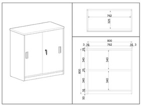 SimpleOffice alacsony szekrény 80 x 40 x 80 cm, cseresznye
