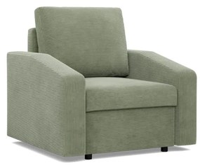 Zeus fotel, döntött kartámasz, kordbársony, hab töltet, zöld