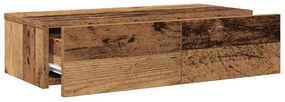 Falipolc fiókokkal régi fa 60x26,5x15 cm műszaki fa