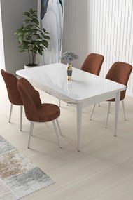Nil étkezőgarnitúra, fehér-téglavörös, 110 cm