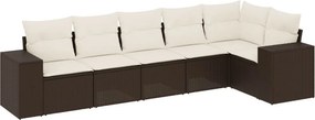 vidaXL 6 részes barna polyrattan kerti ülőgarnitúra párnával