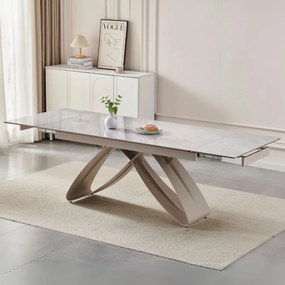 Szürke Márványhatású Bővíthető Kerámia Asztal Kasmír Lábbal. LUIGI 160-240 cm