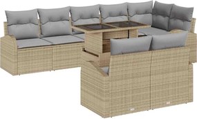 vidaXL Kerti Kanapé Szett párnával tárolóval 9 pcs Bézs Poli rattan