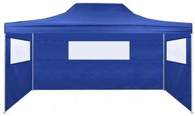 kék összecsukható sátor 3 fallal, 3 x 4,5 méter