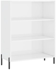 magasfényű fehér szerelt fa polcos szekrény 69,5 x 32,5 x 90 cm