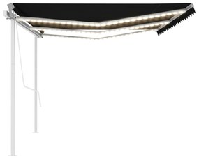 antracitszürke szélérzékelős és LED-es napellenző 6 x 3 m