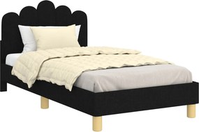 vidaXL Gyerekágy kerettel fejtámlával Fekete 80 x 160 cm szövet