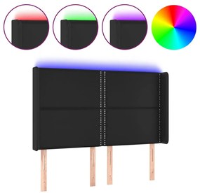 fekete műbőr LED-es fejtámla 147x16x118/128 cm