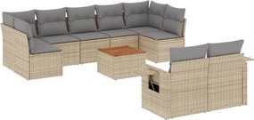 vidaXL 10 részes bézs polyrattan kerti ülőgarnitúra párnával