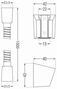 Mexen tartozékok - 1 pontos kézizuhany készlet R-77, fekete, 785776053-70