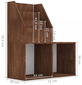 barna tölgyszínű szerelt fa újságtartó gyerekeknek 71x30x78,5cm