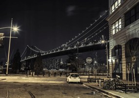 Poszter 59,4x42cm Esti kilátás a Manhattan hídra az utcáról, Assaf Frank