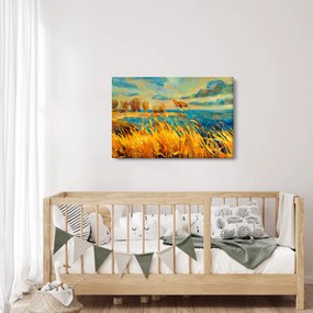 Kép - naplemente a tó felett, akril festmény (90x60 cm)