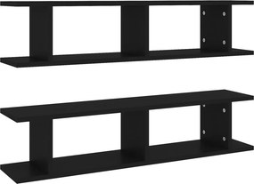 vidaXL 2 db fekete forgácslap fali polc 90 x 18 x 20 cm