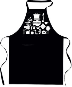 Fekete Kötény Nyomtatott Ízletes Női Szakács Pamut