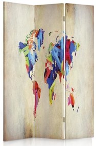 Gario Paraván Színes világtérkép Méret: 110 x 170 cm, Kivitelezés: Forgó paraván 360°