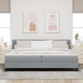 Ágykeret Matracval Világosszürke 200x200 cm Szövet