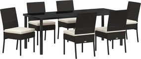 vidaXL Kert étkező szett 7 pcs Fekete Porszórt acél