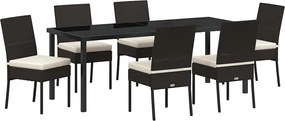 vidaXL Kert étkező szett 7 pcs Fekete Porszórt acél