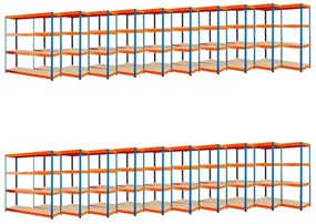 AKCIÓS CSOMAG, 20 DARAB PROFI SALGÓ POLC 1800x1200x450 mm lakkozott 4-polc, teherbírás  1600 kg - KÉK-NARANCS