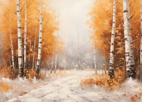 Poszter 18x13cm Őszi nyírfák