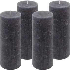 Rusztikus gyertyakészlet 20 cm Ø 7,5 cm 4 db antracit