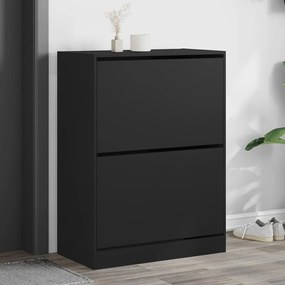 fekete cipőszekrény 2 kihajtható fiókkal 80 x 42 x 108 cm