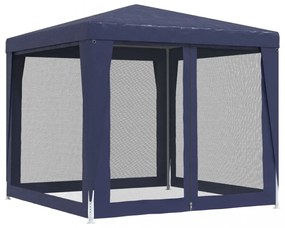 kék HDPE rendezvénysátor 4 hálós oldalfallal 2,5x2,5 m