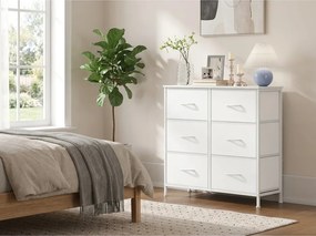Komód textil fiókokkal VELMIO 77 x 74 cm, fehér