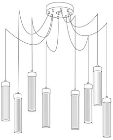 Kolarz 6009.30860 - Csillár zsinóron RAGGIO 8xE14/25W/230V pók matt króm