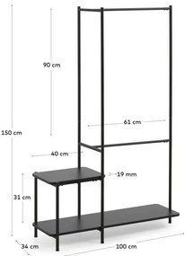 Galatia fekete fém előszoba bútor - Kave Home