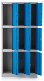 Fém szekrény - 9 doboz, 90 x 45 x 185 cm, hengerzár, kék - ral 5012
