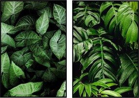 2 Botanikai poszter diptichon zöld levelek 40x50