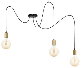 Csillár zsinóron MIROS 3xE27/60W/230V pók fekete/arany