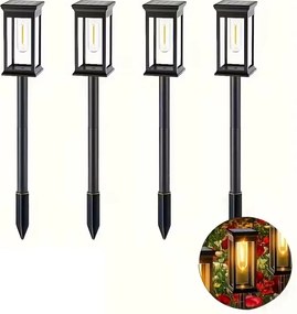 4db Napelemes lámpa Kerti Oszlop Beszúrható fekete IP65