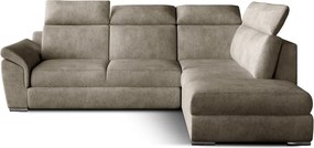 Bézs bársony kinyitható-tárolóhelyes sarokkanapé (jobb oldali-L alakú) Loreto – ELTAP